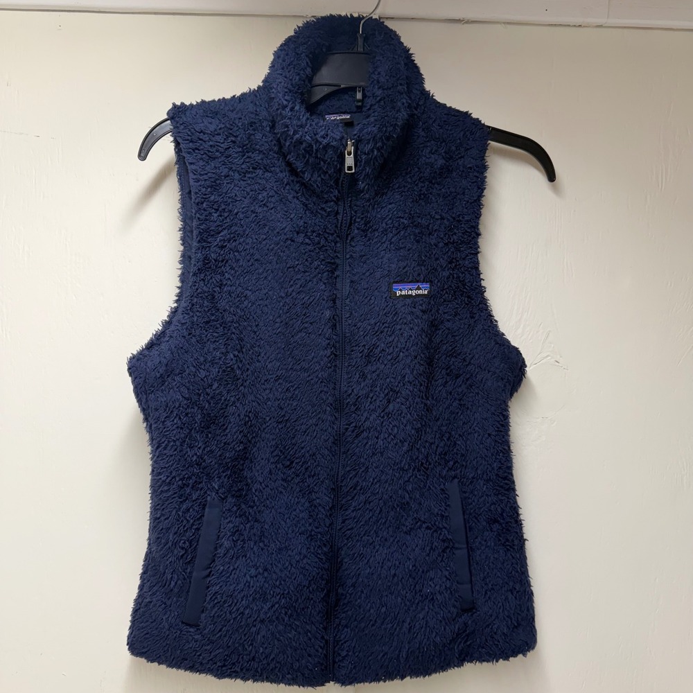 Patagonia Los Gatos Fleece Vest Womens Medium Navy Blue Full Zip High Pile Soft